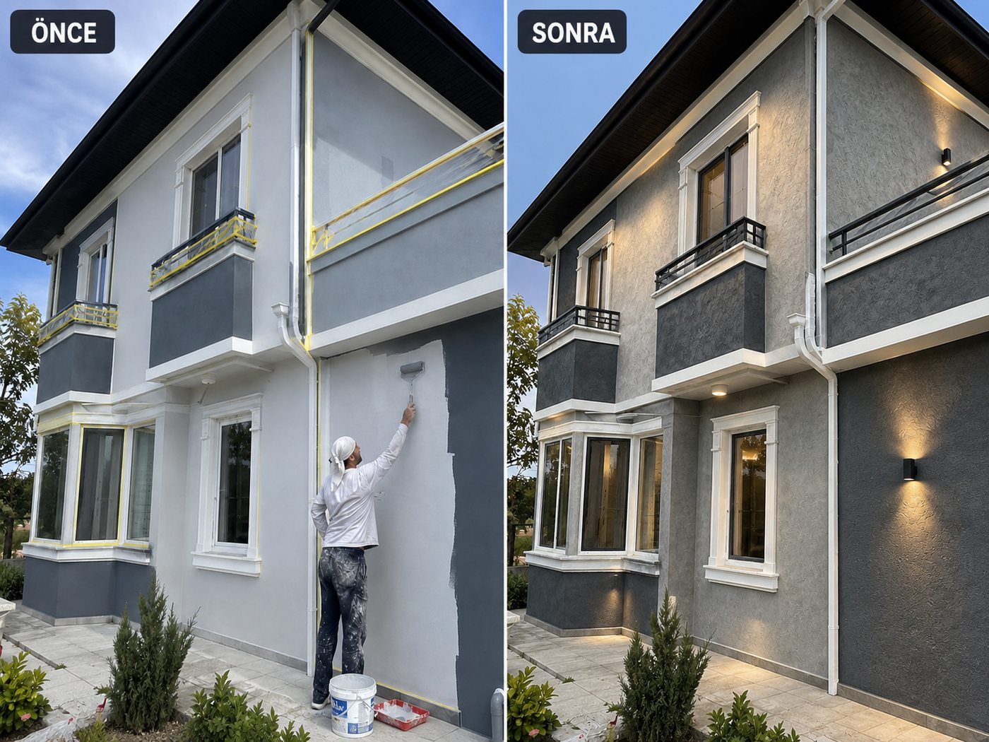 Doğanlar dış cephe boya öncesi ve sonrası