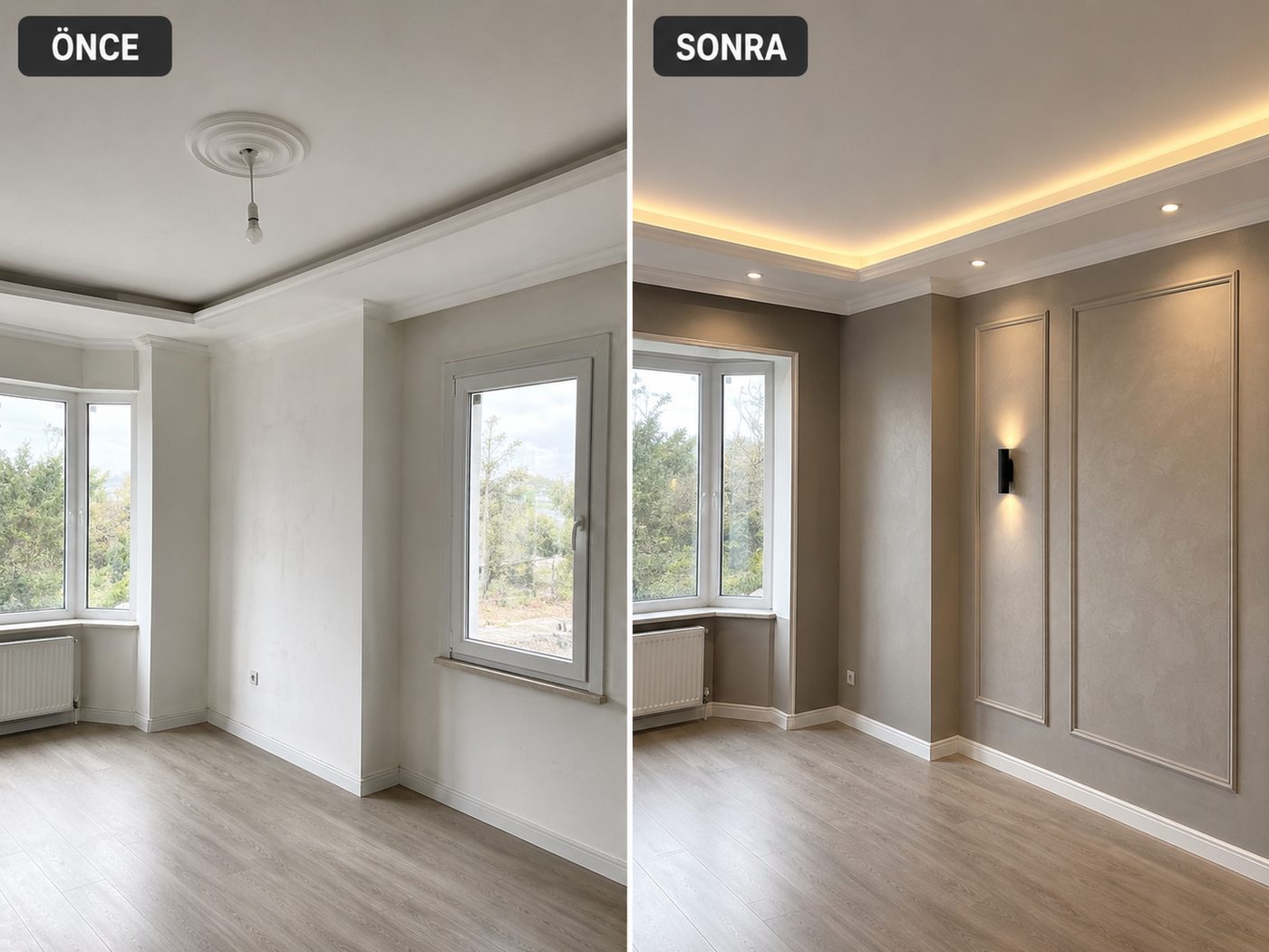 Doğanlar iç cephe boya öncesi ve sonrası